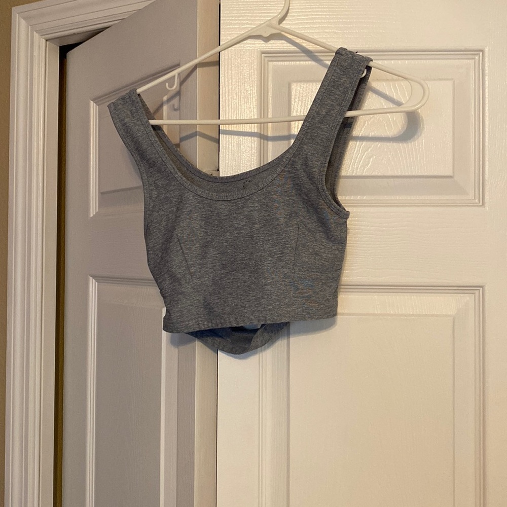 Varley crop workout top with open back